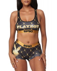 PSD x Playboy Warp Checks Black Sports Bra