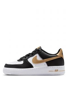 Grade-School Air Force 1 Black/Metallic Gold-Black-White