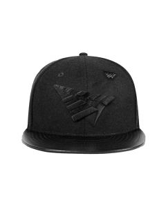 Original Crown In Melton Wool & Leather Strap-Back Hat BLACK BLACK