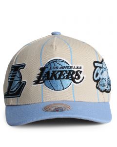 NBA Los Angeles Lakers Striped Pro Crown Snapback Off-White/Blue