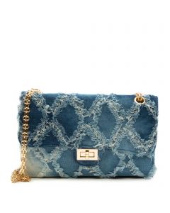 Brushed Denim Clutch Denim Blue