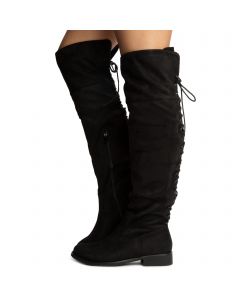 Groundbreaking-B30 Knee High Boots Black Suede