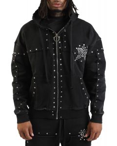 Crystal Star Zip-Up Hoodie Black