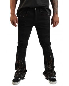 Fire Studded Jeans Black