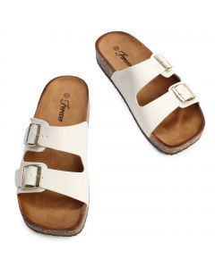 Birch-12 2 Buckle Sandal White