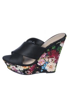 Booth-22 Wedge Sandal Black Floral