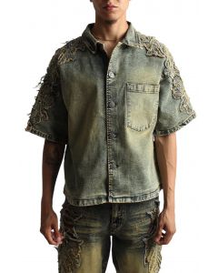 Tribal Patch Denim Shirt  Vintage