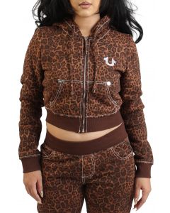 LEOPARD CRYSTAL BIG T SHRUNKEN HOODIE Leopard