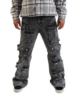 Washed Multi Cargo Denim Y2K Pants Washed Black