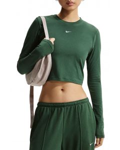  Sportswear Chill Knit Slim Long-Sleeve Cropped Top Fir/White