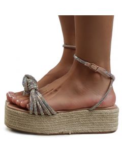 Rasha-70 Rhinestone Platform Sandal  Gold