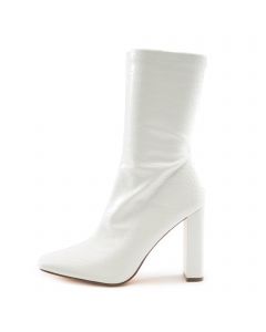 Zachery-1 Animal Print High Heel Bootie White