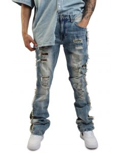 SMOKE RISE Greyson Distress Rip Jeans JP-23117SK-BLUE - Shiekh SMOKE RISE Greyson Distress Rip Jeans JP-23117SK-BLUE - Shiekh