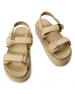 Gogo-11 Duo Slingback Sandal Raffia