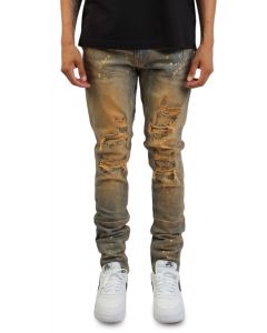 FBRK Schizo Distressed Splatter Jeans 133072-TBL - Shiekh FBRK Schizo Distressed Splatter Jeans 133072-TBL - Shiekh