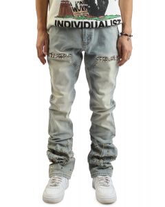 Studded Flame Jeans  Light Sand Blue