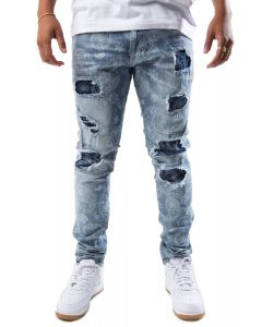 Paris Paisley Print Ripped Jeans Blue Paisley