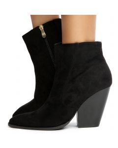 Glaze-1 Pointy Toe Booties Black Suede