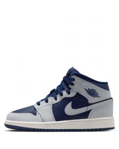 Grade-School Air Jordan 1 Mid Blue Void/Pure Platinum-Summit White