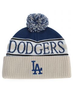 MLB Los Angeles Dodgers Tan Cooperstown Cuffed Knit Hat with Pom Blue