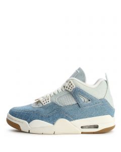 Women's Air Jordan 4 Retro Sail/Sail-Gum Light, Brown-Worn Blue