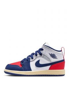 Pre-School Jordan 1 Mid White/Deep Royal Blue-University Red