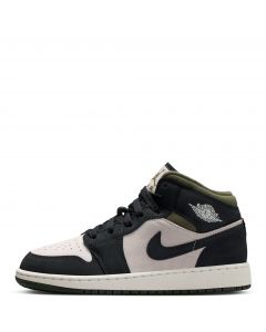 Grade-School Air Jordan 1 Mid Lt Orewood Brn/Off Noir-Medium Olive