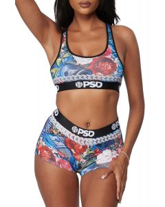 PSD Underwear Womens Scattered Cheetah Sports Bra Multi