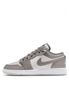 Grade-School Air Jordan 1 Low SE Flat Pewter/Blue Chill-Photon Dust-White
