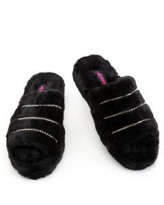 Cupcake Fur Sandals Black Fur