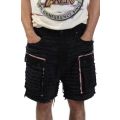 Shredded Denim Cargo Shorts black
