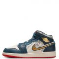 Grade School Air Jordan 1 Mid SE Armory Navy/Metallic Gold-Pale Ivory