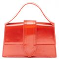 Metallic Flap Top Handle Crossbody Bag Red