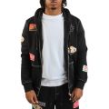 BIG T PATCH ZIP HOODIE Black