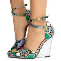 Athan-2 Pointy Toe Clear Wedges Multi Snake