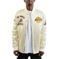 LA Lakers Pinstripe Satin Jacket Eggshell