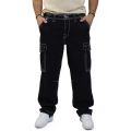 Baggy Big T Denim Cargo Pant  Black