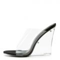 Lemonade Clear Wedge Heels Black