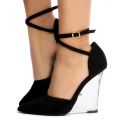 Athan-2 Pointy Toe Clear Wedges Black Suede