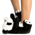 Plush-02 Panda Fuzzy Slippers Black/White Panda