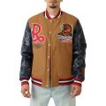 All American Varsity Jacket Caramel/Navy/Red