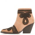 Jeffrey Campbell Gatlin-EMB Taupe Suede Heeled Booties Taupe