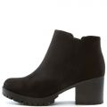 Thumb-S Suede Low Heel Bootie Black