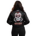 NFL San Francisco 49ers Sugar Skull Satin Jacket  Black