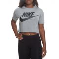 WOMEN'S NIKE ESSENTIAL SHORT SLEEVE CROP TOP CARBON HEATHER/BLACK