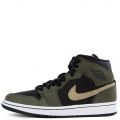 Women's Air Jordan 1 Mid Black-Trooper-Sequoia