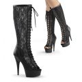 DELIGHT-2025ML Blk Faux Leather-Mesh-Lace/Blk Matte