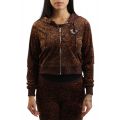 Velour Leopard Zip Hoodie  Brown/Black