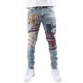 West Denim Jeans Blue Patchwork