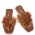 Bebe-2 Fur Thong Sandals Brown